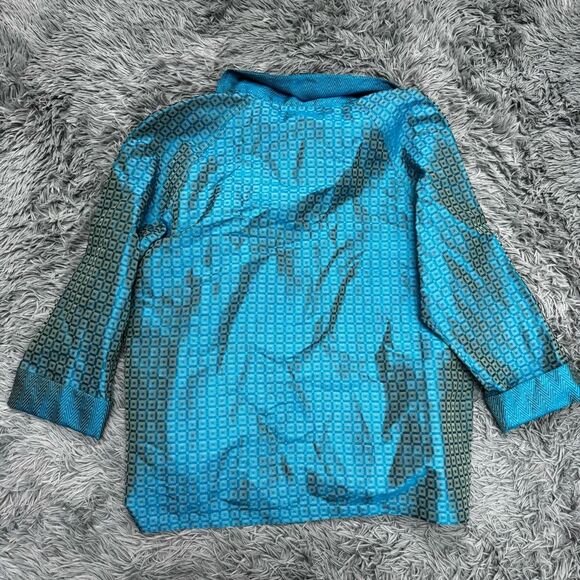 Neiman Marcus Vintage Blue Open Front Blouse Size Large - Picture 5 of 8